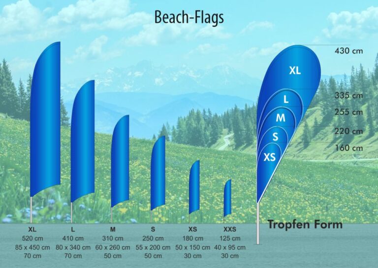 Beachflags bedruckt mit Ihrem Design - Werbeträger von fmd.ch
