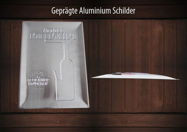 Prägeschilder aus Aluminium mit Ihrem Design, Werbeträger von fmd.ch