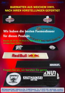 Barmatten aus Vinyl für Ihre Marke in Ihrem Design - perfekte Werbeträger von fmd.ch