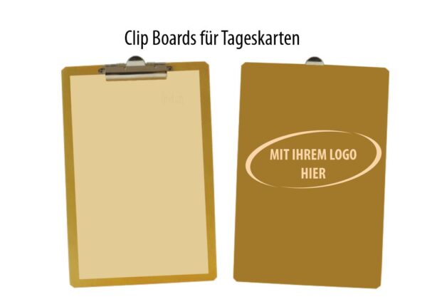 Kreidetafeln mit Clip für Tagesmenus für den Tisch zum Beschriften mit Kreide/Markern, mit Ihrer Marke/Logo gebrandet.