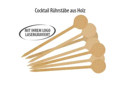Cocktail Rührstäbe Holz, 150x28mm vorn spitzig