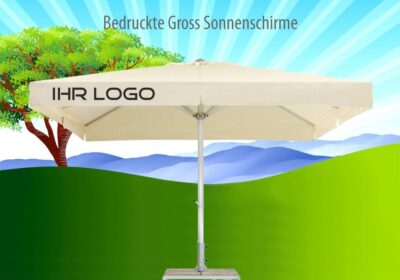 Gross Schirme quadratisch bedruckt