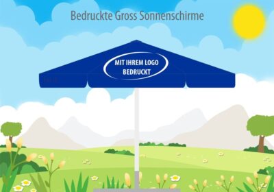 Grosse Sonnenschirme mit Logo