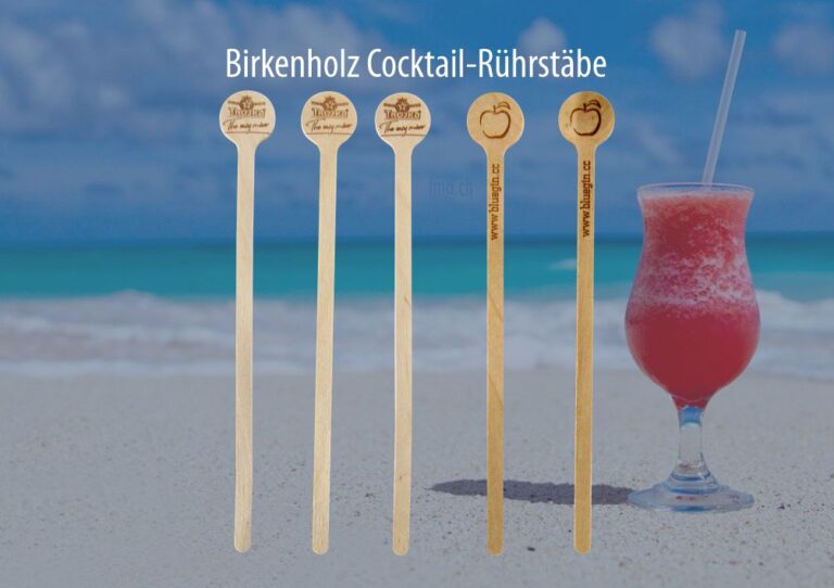 Cocktail Rührstäbe aus Birkenholz mit Ihrem Logo