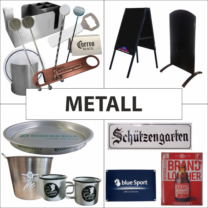 Emaille Schilder, Serviertabletts, Flaschenkühler, Flaschenöffner, Kundenstopper und mehr von fmd.ch
