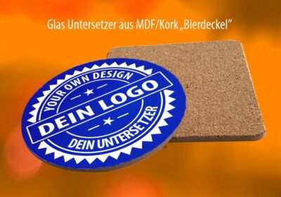 Bierdeckel rund aus MDF/Kork