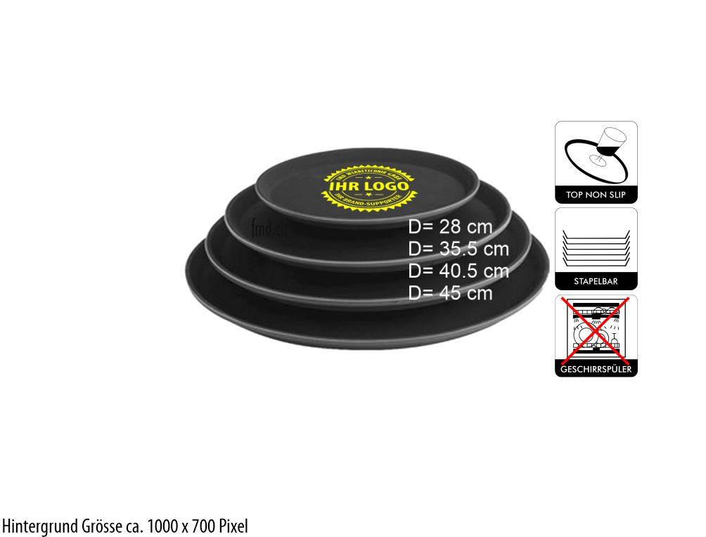 Serviertablett mit Logo, rutschfest, NICHT Spülmaschinenfest